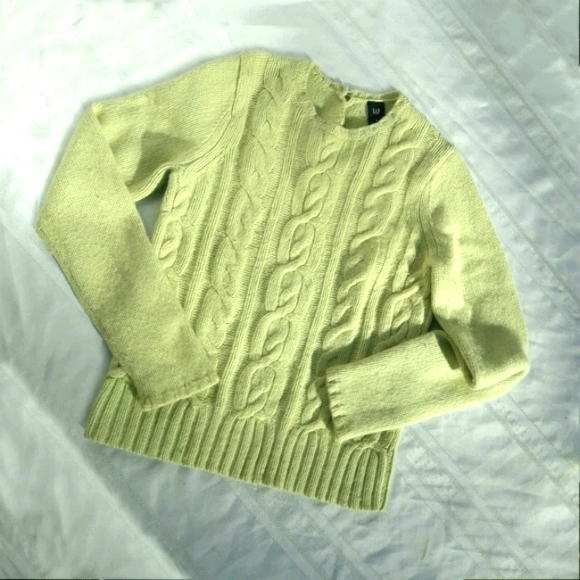 Cashmere Wool Angora Sweater Cable Knit Lt Green S - Picture 12 of 17